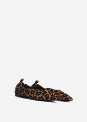 Calf Hair Ruched Back Pointed Flat - Leopard - CO Collections